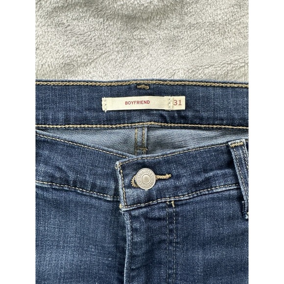 Levi's Boyfriend Jeans Women 31 Medium Wash Blue Denim Distressed Casual Stretch - Picture 4 of 12